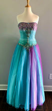 Load image into Gallery viewer, Strapless Multicolored Gown with Corset Back
