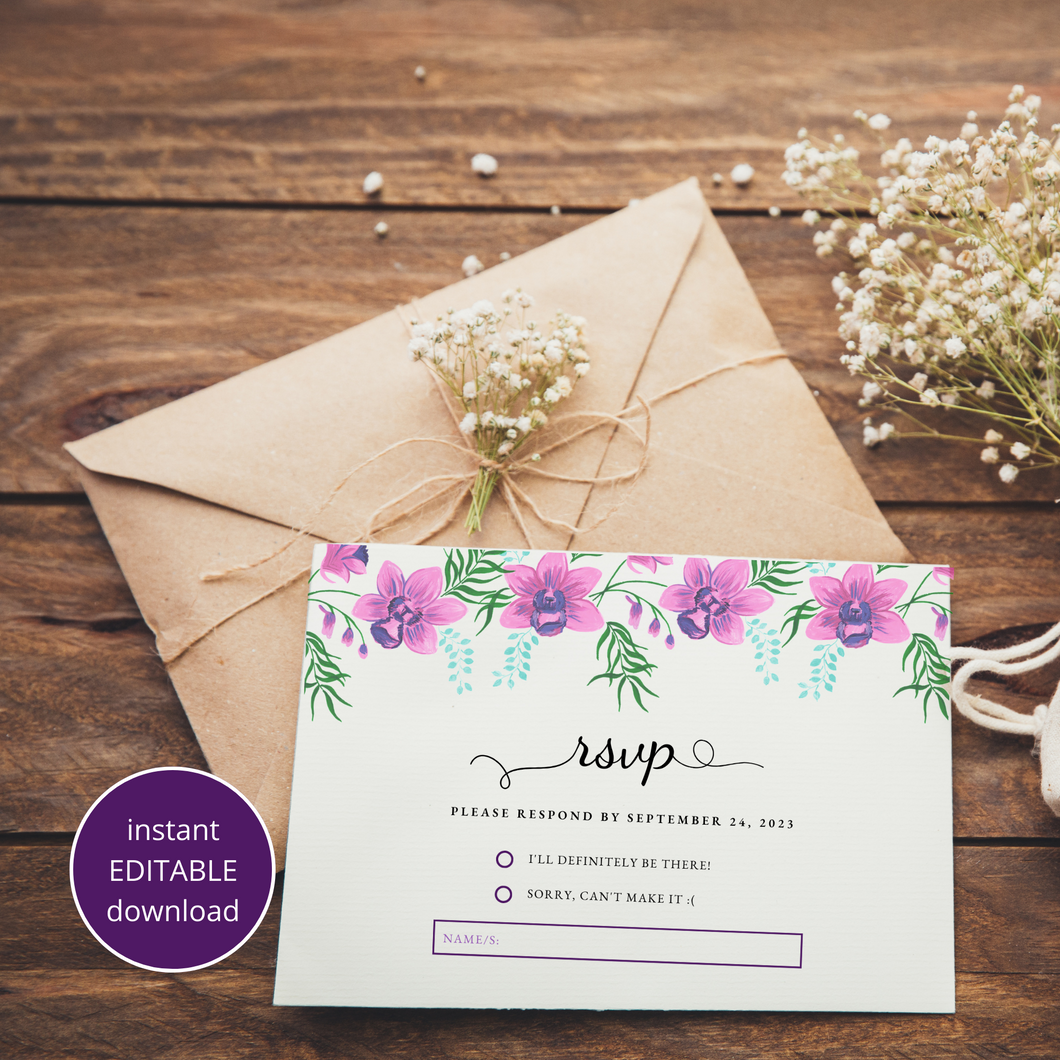 Orchid RSVP card